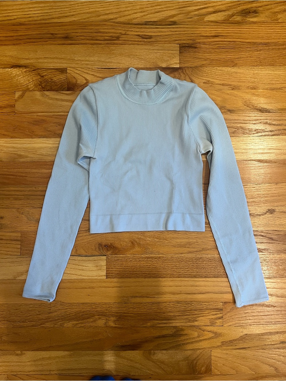 Urban Outfitters Out from Under Light Blue Ribbed Mock Neck Long Sleeve Top